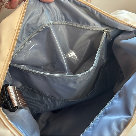 Cream and Tan Women's Tote Bag | Gym Duffel | Stylish Travel Carry-On | Floless - Picture 5 of 6